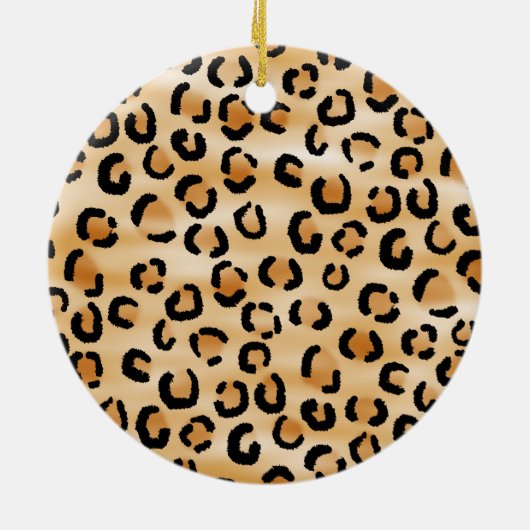 Personalisiertes Monogram Leopard-Druckmuster Keramikornament (Hinten)