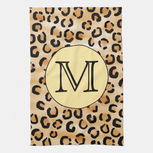 Personalisiertes Monogram Leopard-Druckmuster Küchentuch (Vertikal)