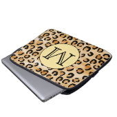 Personalisiertes Monogram Leopard-Druckmuster Laptopschutzhülle (Vorne Knopf)