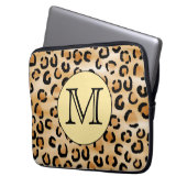 Personalisiertes Monogram Leopard-Druckmuster Laptopschutzhülle (Vorderseite Links)