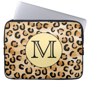 Personalisiertes Monogram Leopard-Druckmuster Laptopschutzhülle