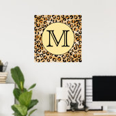 Personalisiertes Monogram Leopard Druckmuster. Poster (Heimbüro)