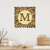 Personalisiertes Monogram Leopard Druckmuster. Poster (Küche)