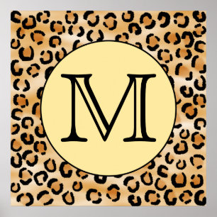 Personalisiertes Monogram Leopard Druckmuster. Poster