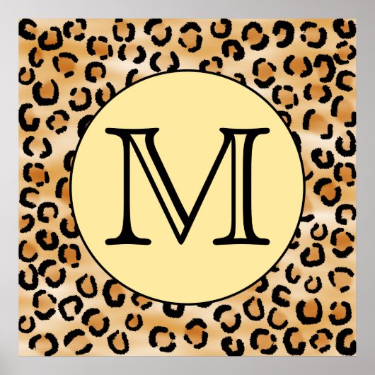 Personalisiertes Monogram Leopard Druckmuster. Poster (Vorne)