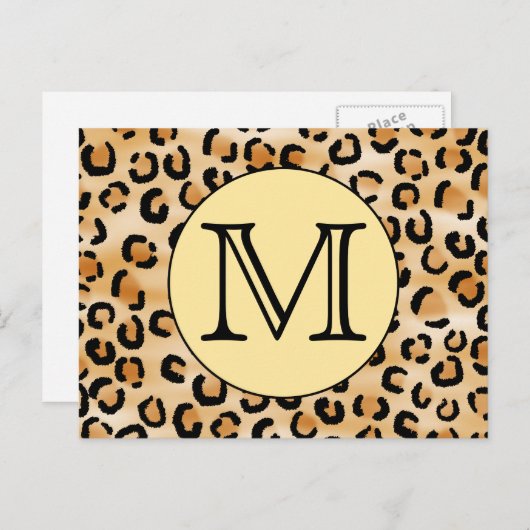 Personalisiertes Monogram Leopard Druckmuster. Postkarte (Vorne/Hinten)
