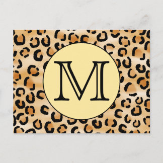 Personalisiertes Monogram Leopard Druckmuster. Postkarte