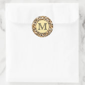 Personalisiertes Monogram Leopard Druckmuster. Runder Aufkleber (Tasche)