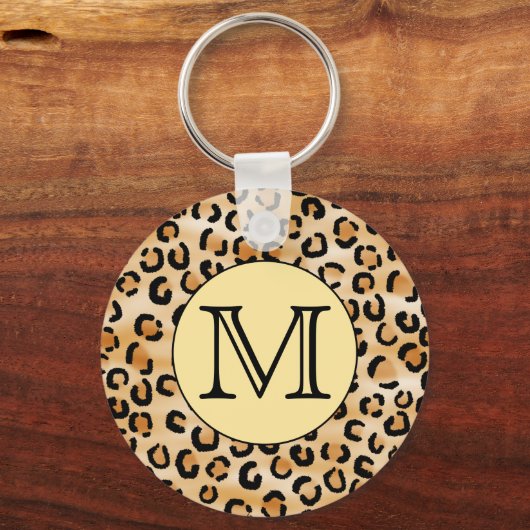 Personalisiertes Monogram Leopard Druckmuster. Schlüsselanhänger (Vorderseite)