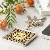 Personalisiertes Monogram Leopard-Druckmuster Schlüsselanhänger (Seite)