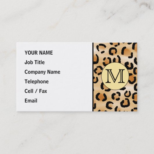 Personalisiertes Monogram Leopard-Druckmuster Visitenkarte (Vorderseite)