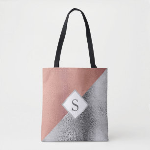 Personalisiertes Monogram Metallic Rose Gold Silve Tasche