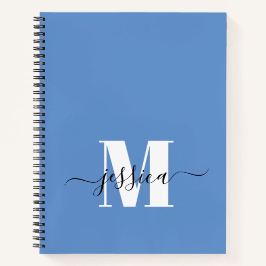 Personalisiertes Monogram-Notebook in Blau Notizblock (Vorderseite)