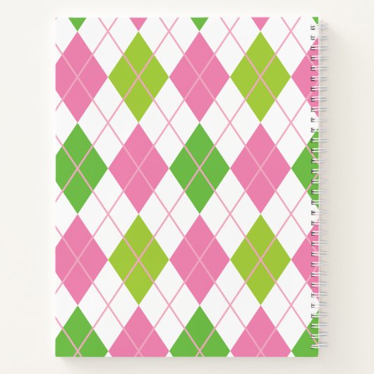 Personalisiertes Monogram-Notebook in Rosa und Grü Notizblock (Rückseite)