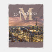 Personalisiertes Monogram Paris Eiffelturm Fleecedecke (Vorderseite)