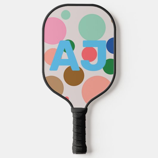 Personalisiertes Monogram Polka Dot Muster Pickleball Schläger (Vorderseite)