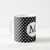 Personalisiertes Monogram Polka Dots Muster in Sch Kaffeetasse (Vorderseite Links)