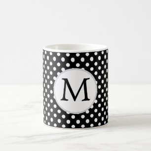 Personalisiertes Monogram Polka Dots Muster in Sch Kaffeetasse
