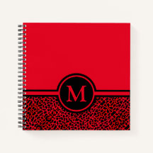 Personalisiertes Monogram Red Leopard Spiral Noteb