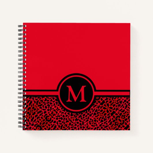Personalisiertes Monogram Red Leopard Spiral Noteb Notizblock (Vorderseite)