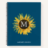 Personalisiertes Monogram Rustic Sunflower Noteboo Notizblock (Vorderseite)