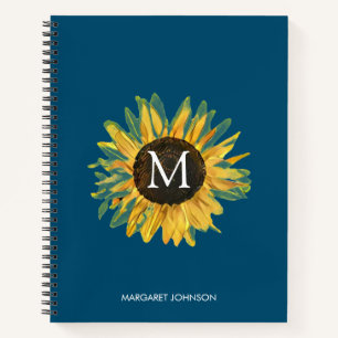 Personalisiertes Monogram Rustic Sunflower Noteboo Notizblock