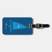 Personalisiertes Monogram Sailboat Racing Blue Gepäckanhänger (Vorderseite horizontal)