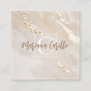 Personalisiertes Monogram-Skript für die Goldfolie Quadratische Visitenkarte