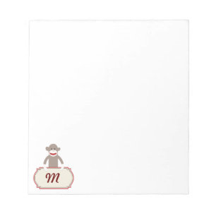 Personalisiertes Monogram Sock Monkey-Memo Notepad Notizblock
