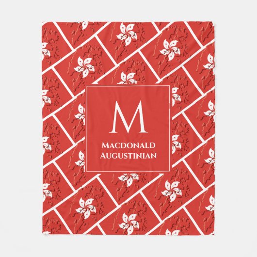 Personalisiertes Monogram Stylish HONG KONG FLAG M Fleecedecke (Vorderseite)