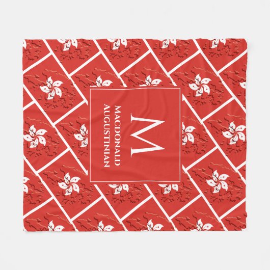 Personalisiertes Monogram Stylish HONG KONG FLAG M Fleecedecke (Vorderseite (Horizontal))