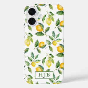 Personalisiertes Monogram Summer Lemons iPhone 16 Hülle