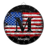 Personalisiertes Monogram USA Flag 4. Juli Party Dartscheibe (vorne)