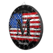 Personalisiertes Monogram USA Flag 4. Juli Party Dartscheibe (Vorderseite rechts)