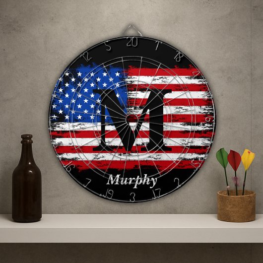Personalisiertes Monogram USA Flag 4. Juli Party Dartscheibe