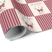 Personalisiertes Monogram Wappen Bow Weihnachten Geschenkpapier (Rolleneckpunkt)