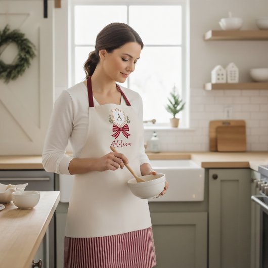 Personalisiertes Monogram Wappen Bow Weihnachten Schürze