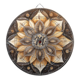 Personalisiertes Monogram Watercolor Brown Mandala Dartscheibe