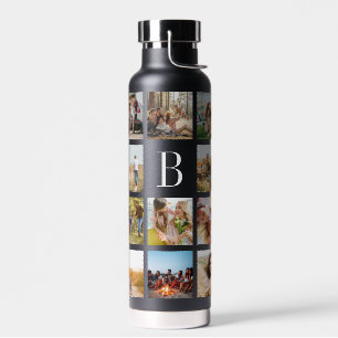 Personalisiertes Monogramm 19-Foto-Collage Trinkflasche
