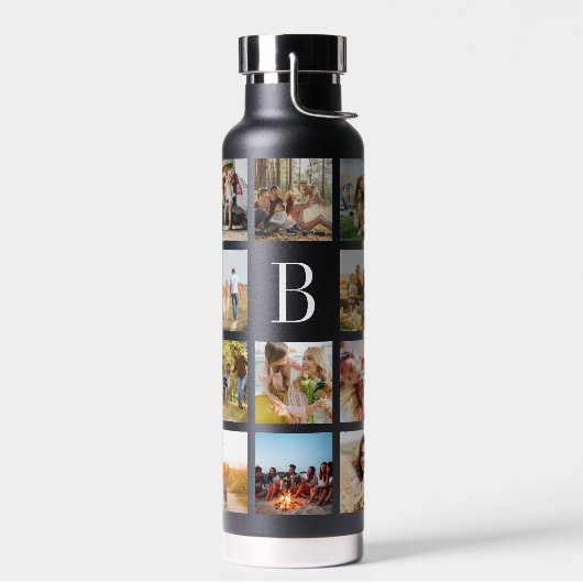 Personalisiertes Monogramm 19-Foto-Collage Trinkflasche (Links)