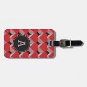 Personalisiertes Monogramm 3D rotes Herz Muster Gepäckanhänger (Vorderseite horizontal)