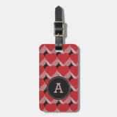 Personalisiertes Monogramm 3D rotes Herz Muster Gepäckanhänger (Vorderseite vertikal)