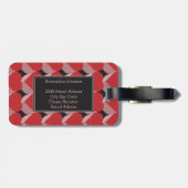 Personalisiertes Monogramm 3D rotes Herz Muster Gepäckanhänger (Rückseite horizontal)