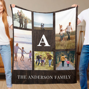 Personalisiertes Monogramm 6 FotoCollage Fleecedecke