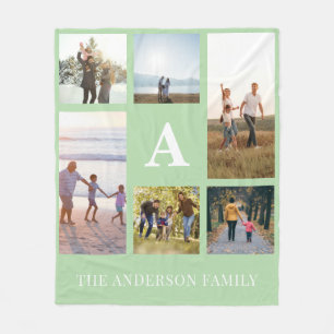 Personalisiertes Monogramm 6 FotoCollage Fleecedecke