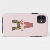 Personalisiertes Monogramm A Pink Leopard Case-Mate iPhone Hülle (Rückseite (Horizontal))