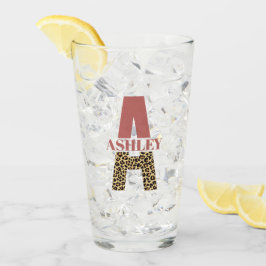 Personalisiertes Monogramm A Pink Leopard Glas
