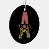 Personalisiertes Monogramm A Pink Leopard Keramik Ornament (Rechts)