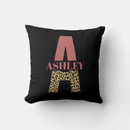 Personalisiertes Monogramm A Pink Leopard Kissen