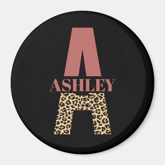 Personalisiertes Monogramm A Pink Leopard Magnet (Vorne)